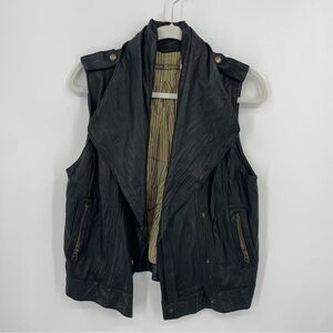 Mike & Chris Black Leather moto Vest Sz S